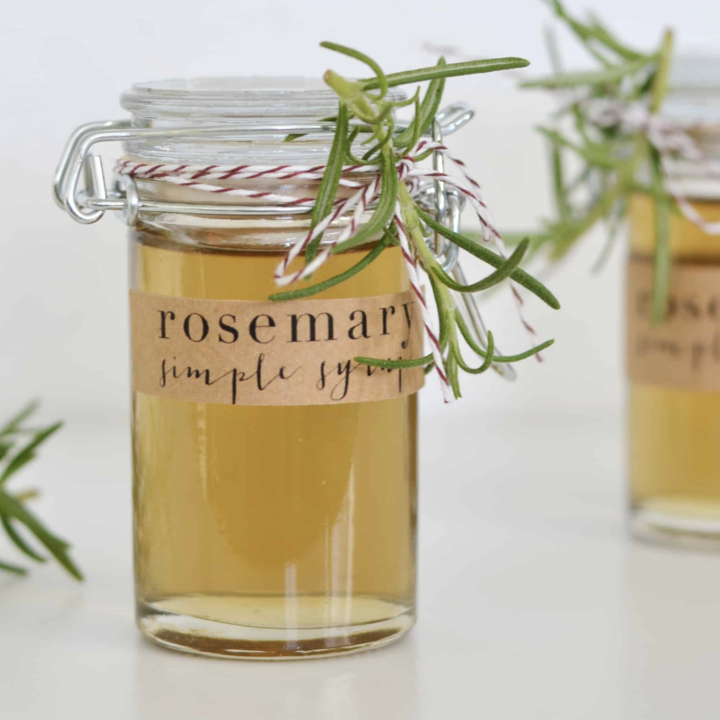 Jar of Homemade Rosemary Syrup