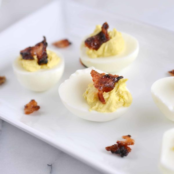 Deviled Eggs with Maple Cured Bacon Bits