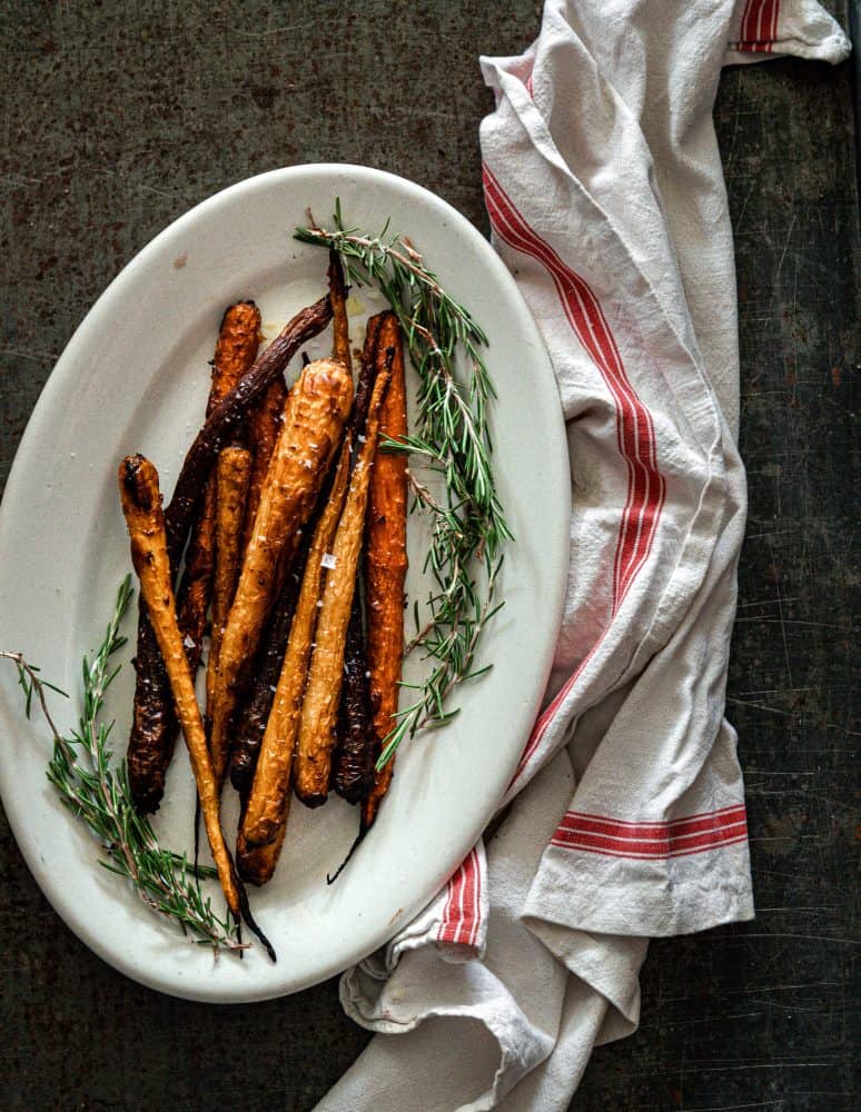 Maple Roasted Carrots on White Dish