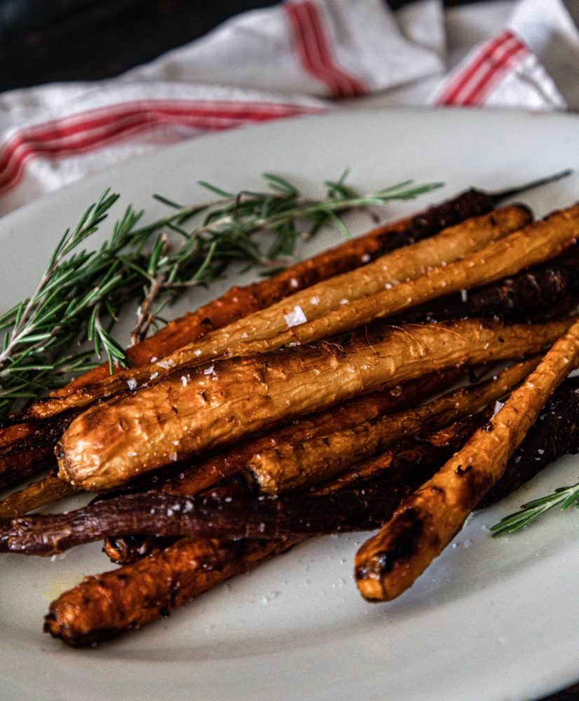Maple Roasted Carrots on White Dish
