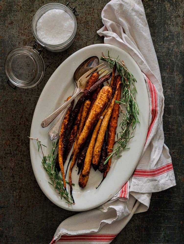 Maple Roasted Carrots on White Dish