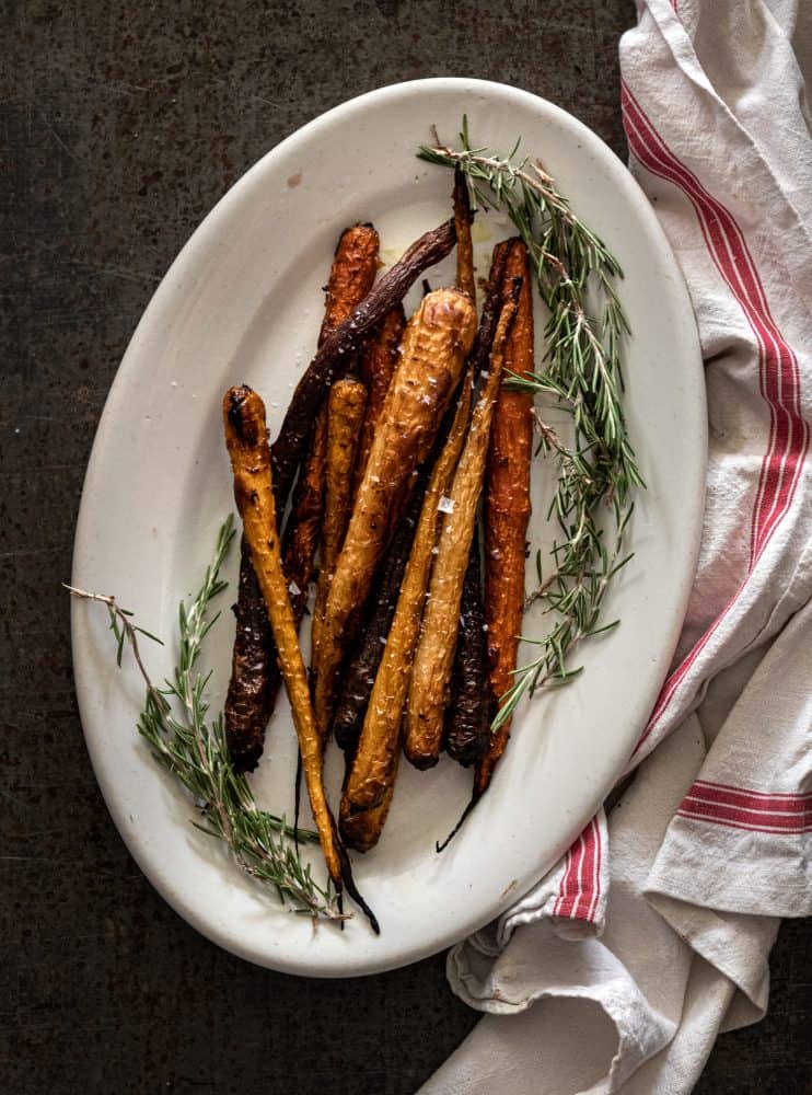 Maple Roasted Carrots on White Dish