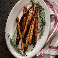 Maple Roasted Carrots on White Dish