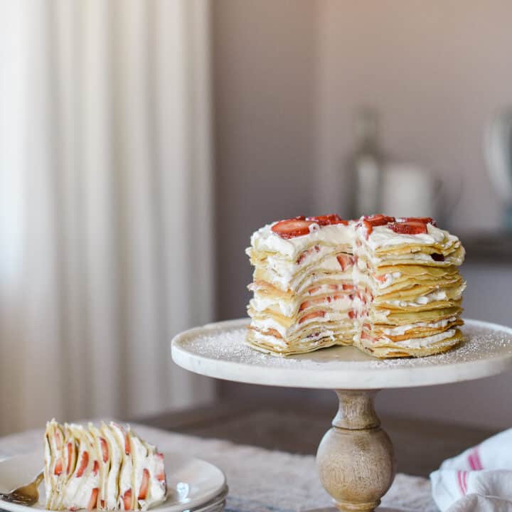 Crepe Cake Recipe with Strawberries and Cream