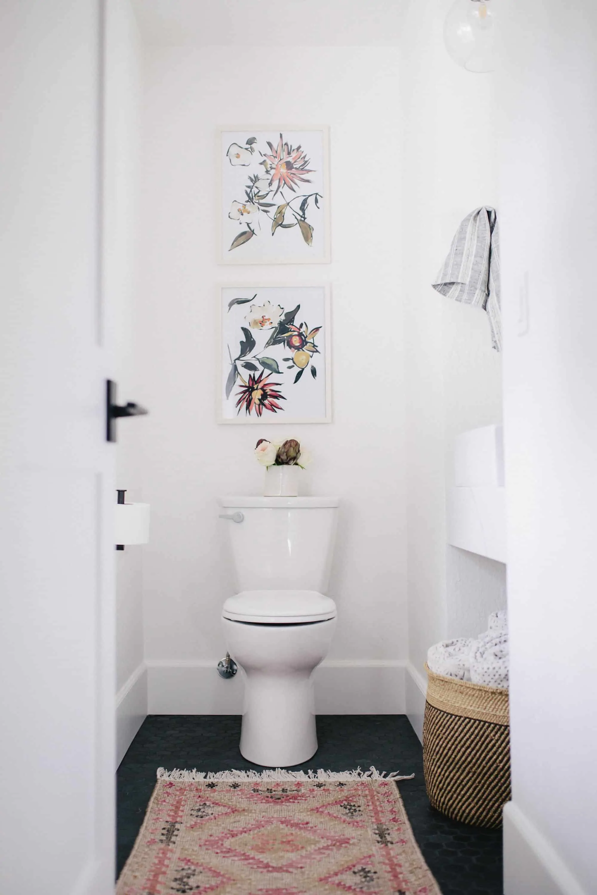 This small bathroom remodel takes shape in a former hallway! You’ll love this small bathroom renovation idea!
