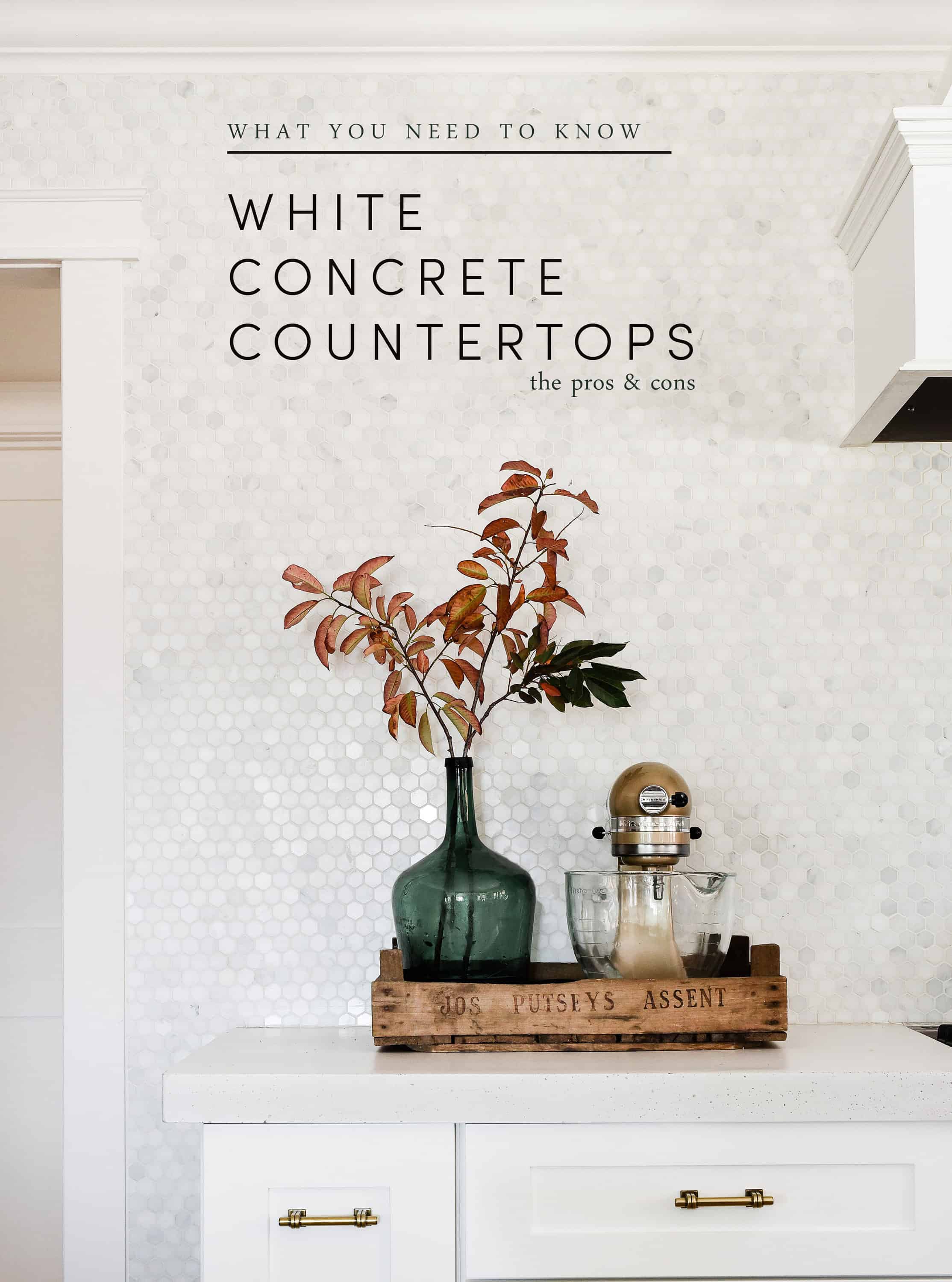 Four things you should know before you pour white concrete countertops in your home! The pros and cons of cement in the kitchen! 