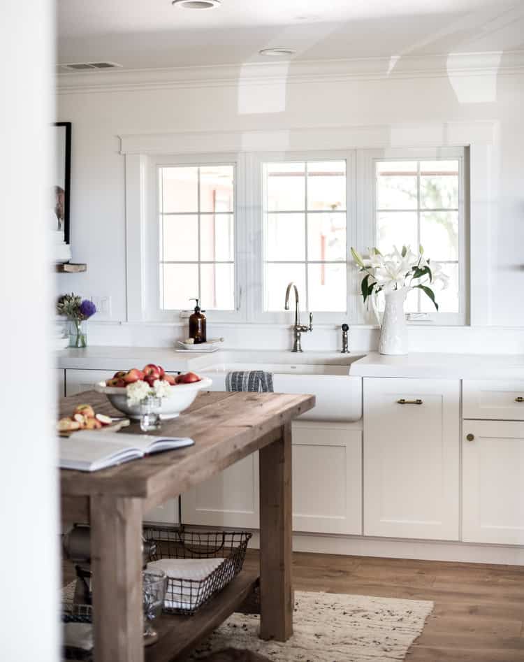 The most common questions I receive about our home, are regarding our kitchen cabinets. Where are they from? What color paint did you use? Do you like them? Well, today I am going to break down every last little bit of our cabinets for you!