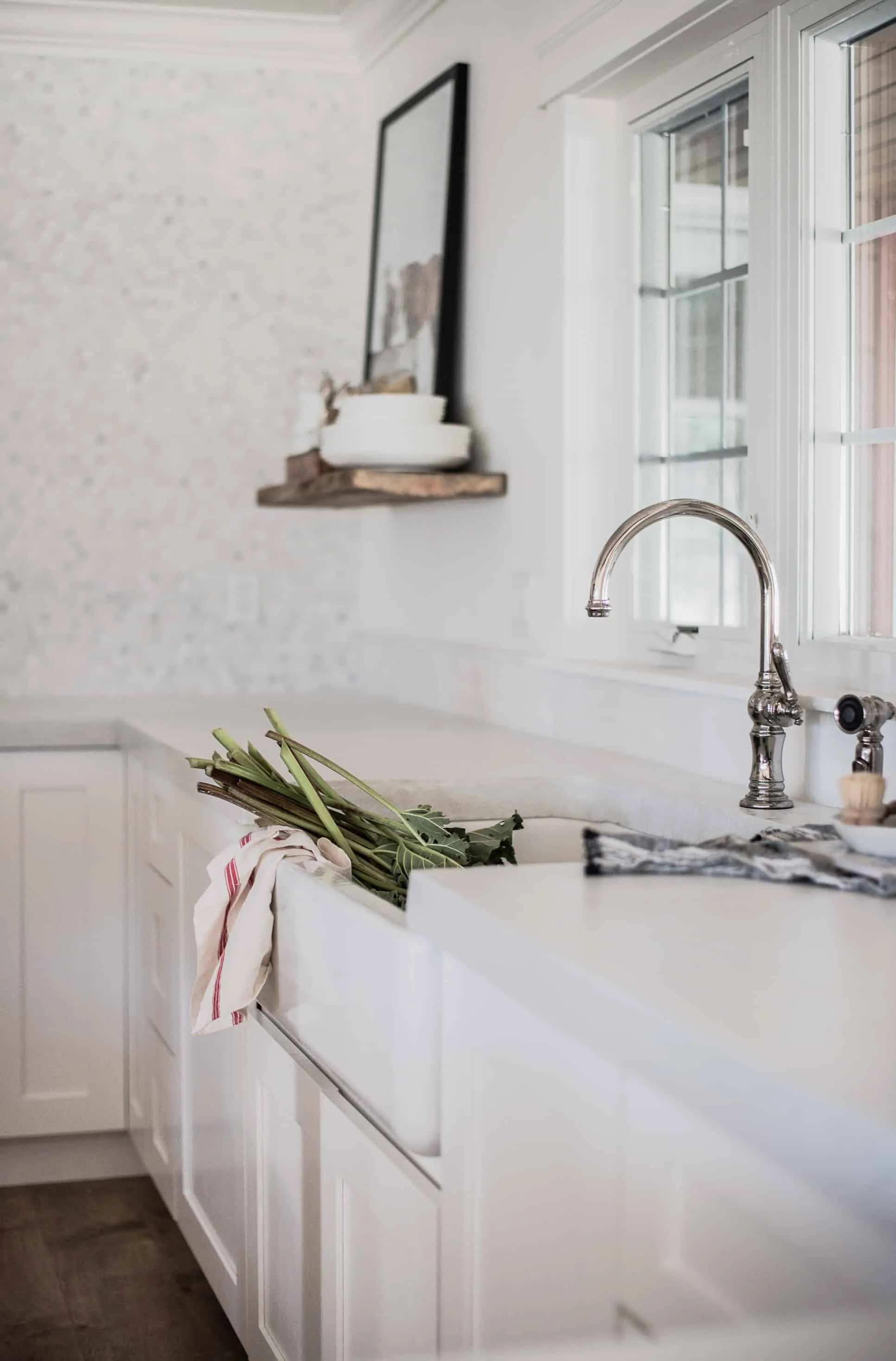 White concrete countertops are a beautiful organic element in a kitchen, after pouring, they must be properly sealed for longevity!