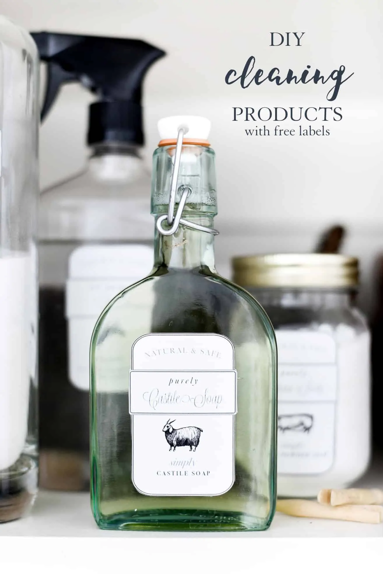 diy cleaning products with free printable labels with farm animals