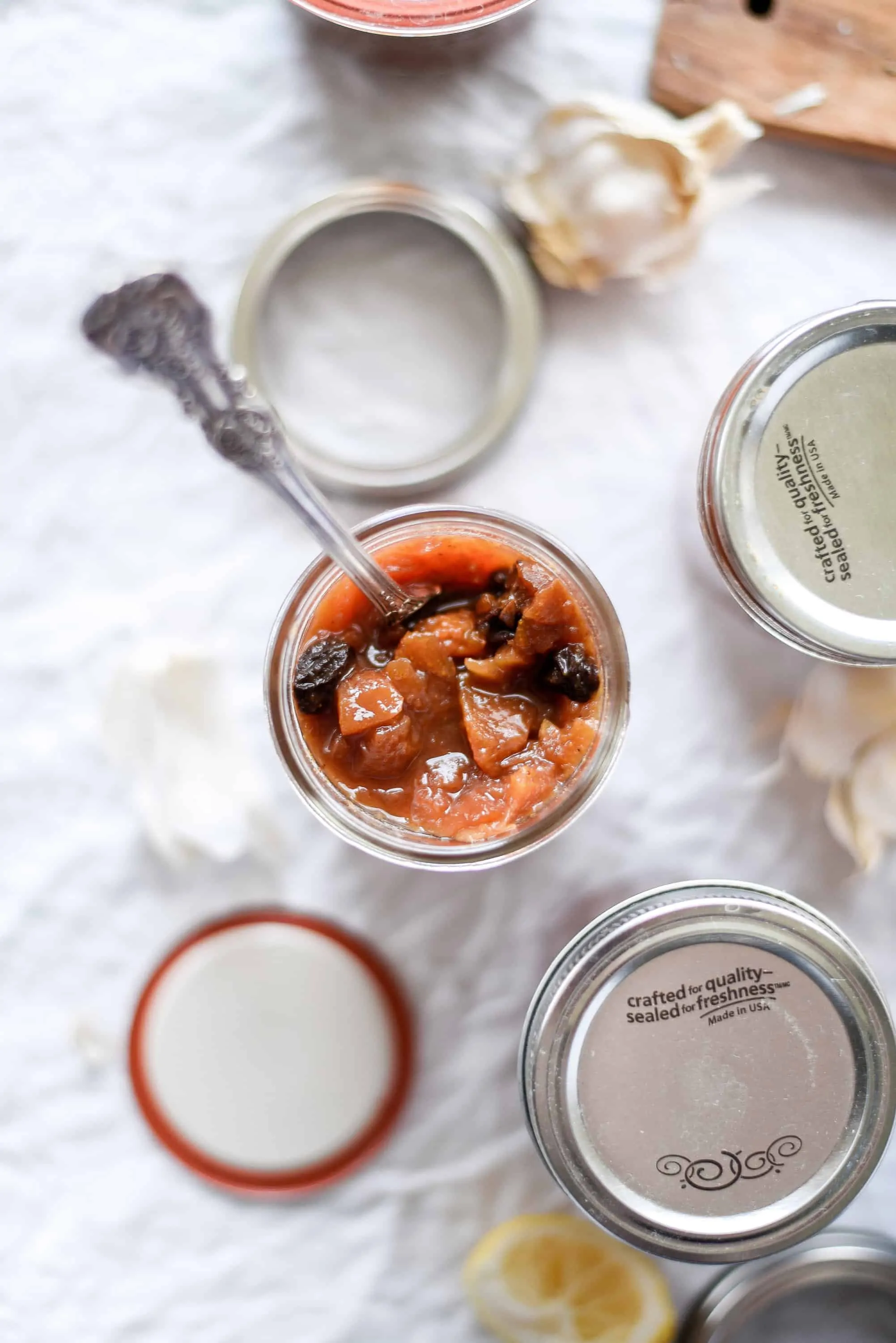 spiced chutney preserves in jars