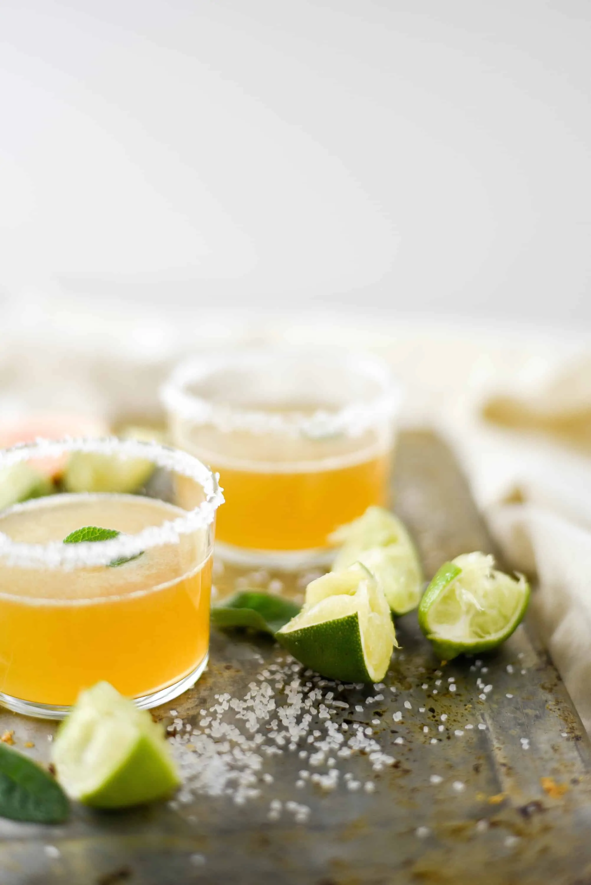 orange cocktails on bread board