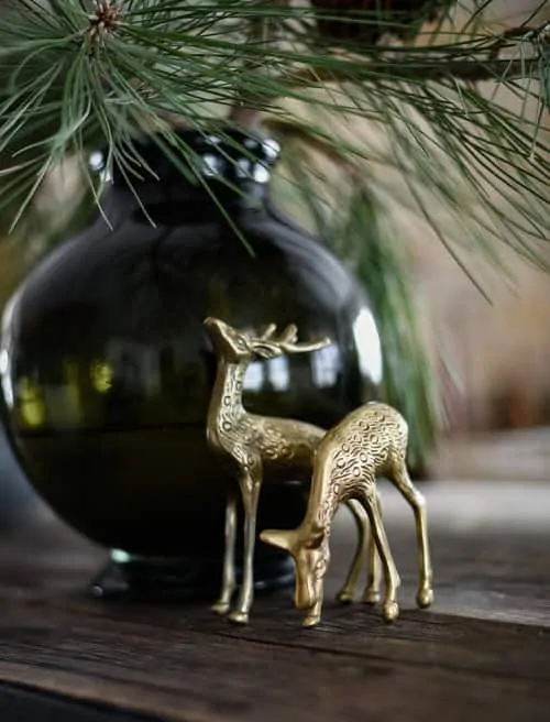 Mercury glass and greenery are the perfect touches for a simple farmhouse Christmas.