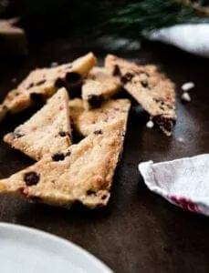 Christmas shortbread cookies are made even more delicious with peppermint and chocolate chips! You'll love this festive twist on the holiday classic!