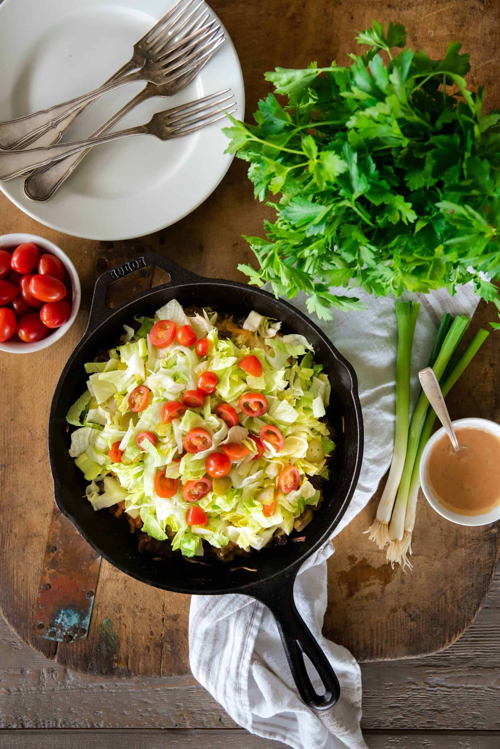 Burger House Skillet: Cheeseburger in a Skillet