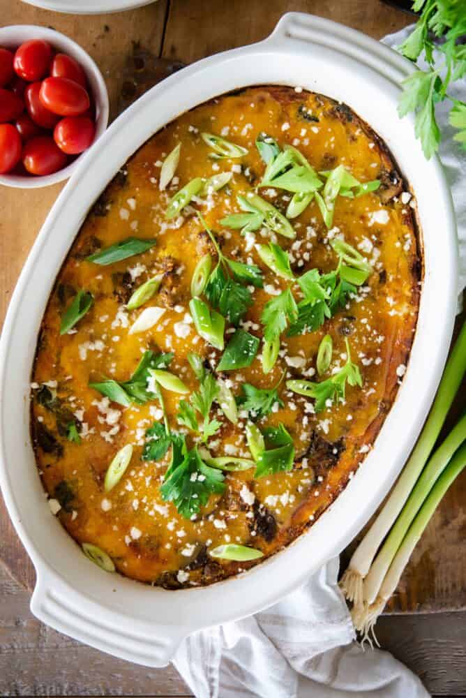 Ground Beef Egg Bake Casserole with Spinach and Mushrooms