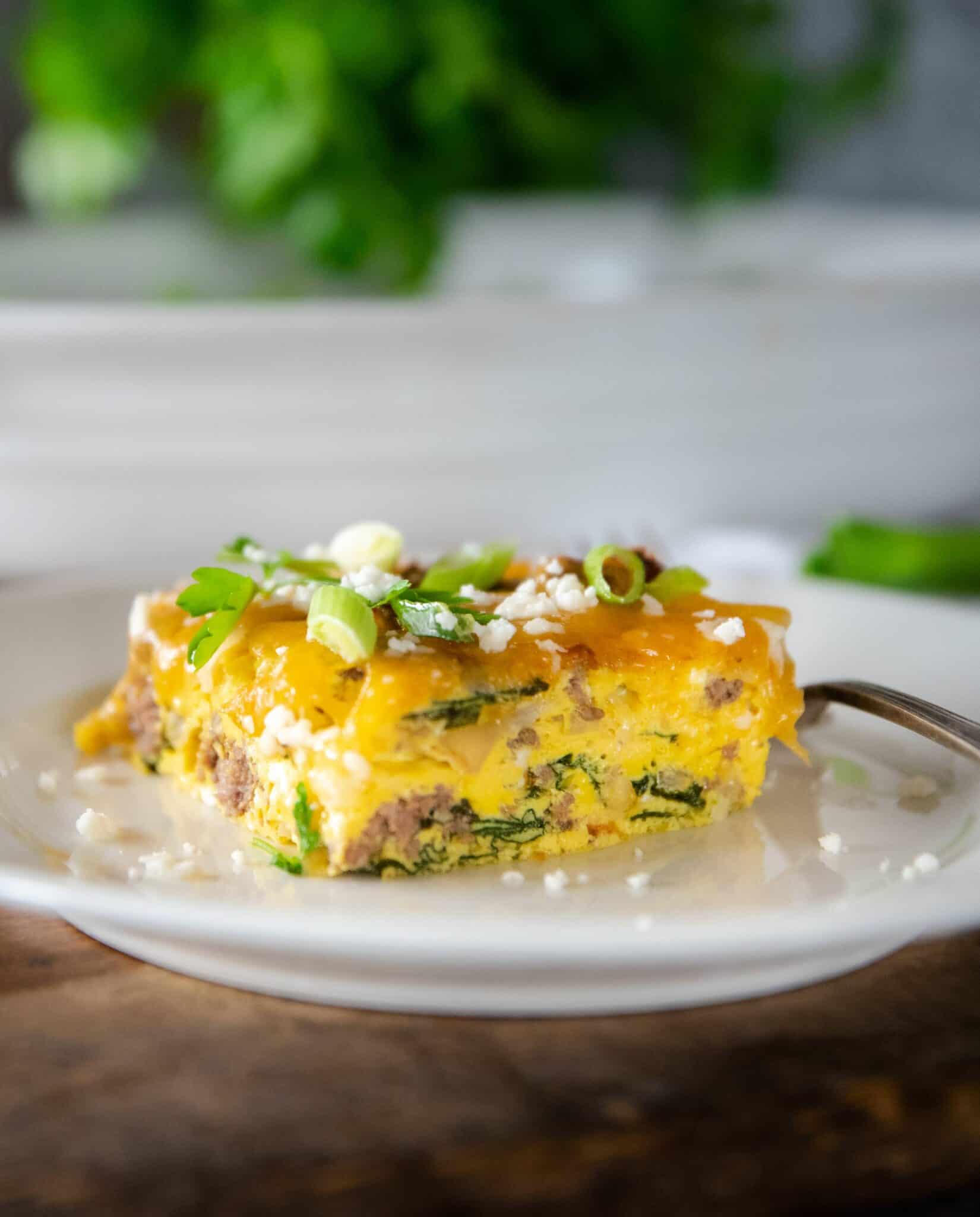 Ground Beef Egg Bake Casserole with Spinach and Mushrooms