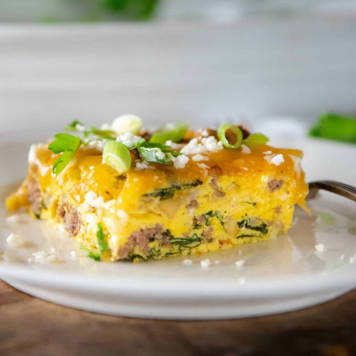 Ground Beef Egg Bake Casserole with Spinach and Mushrooms