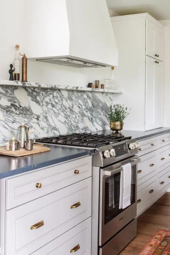 White Marble Kitchen Shelf Ledge 