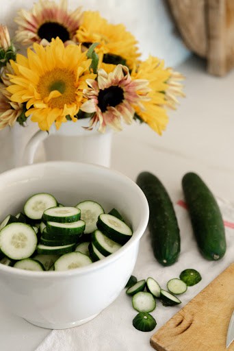 slicing cucumbers for bread and butter pickles