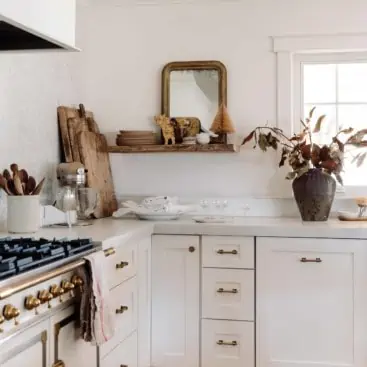 White farmhouse kitchen with vintage finds