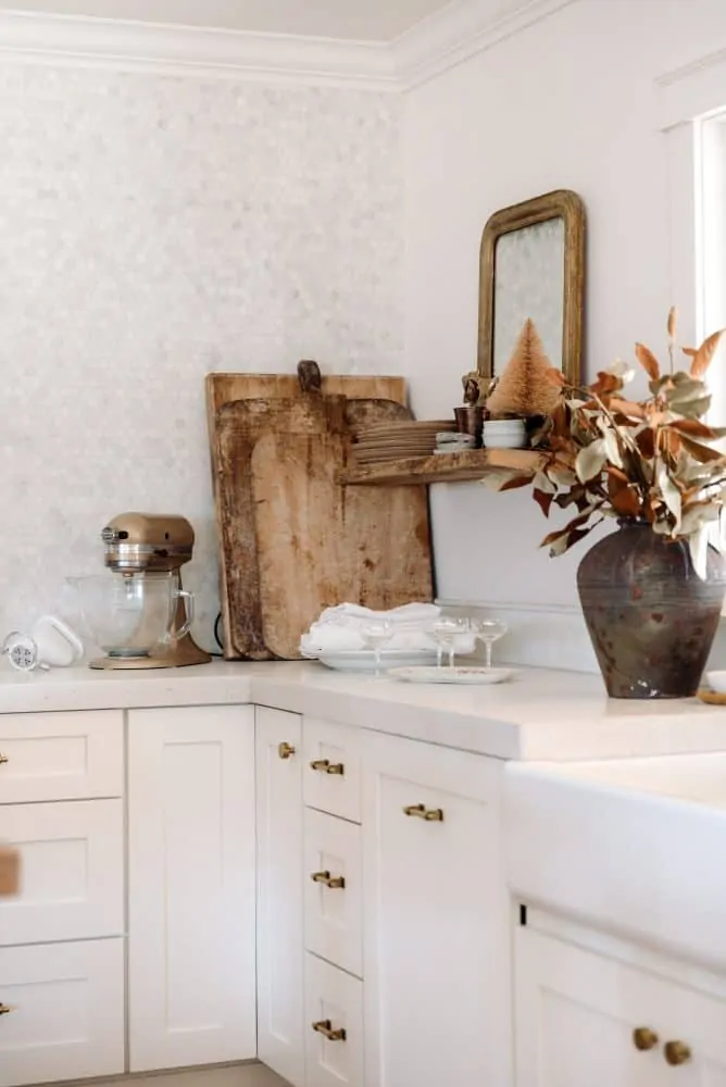White farmhouse kitchen with vintage finds