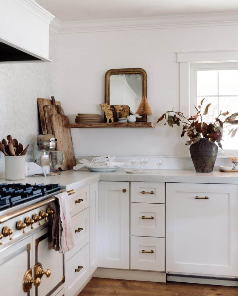 White farmhouse kitchen with vintage finds