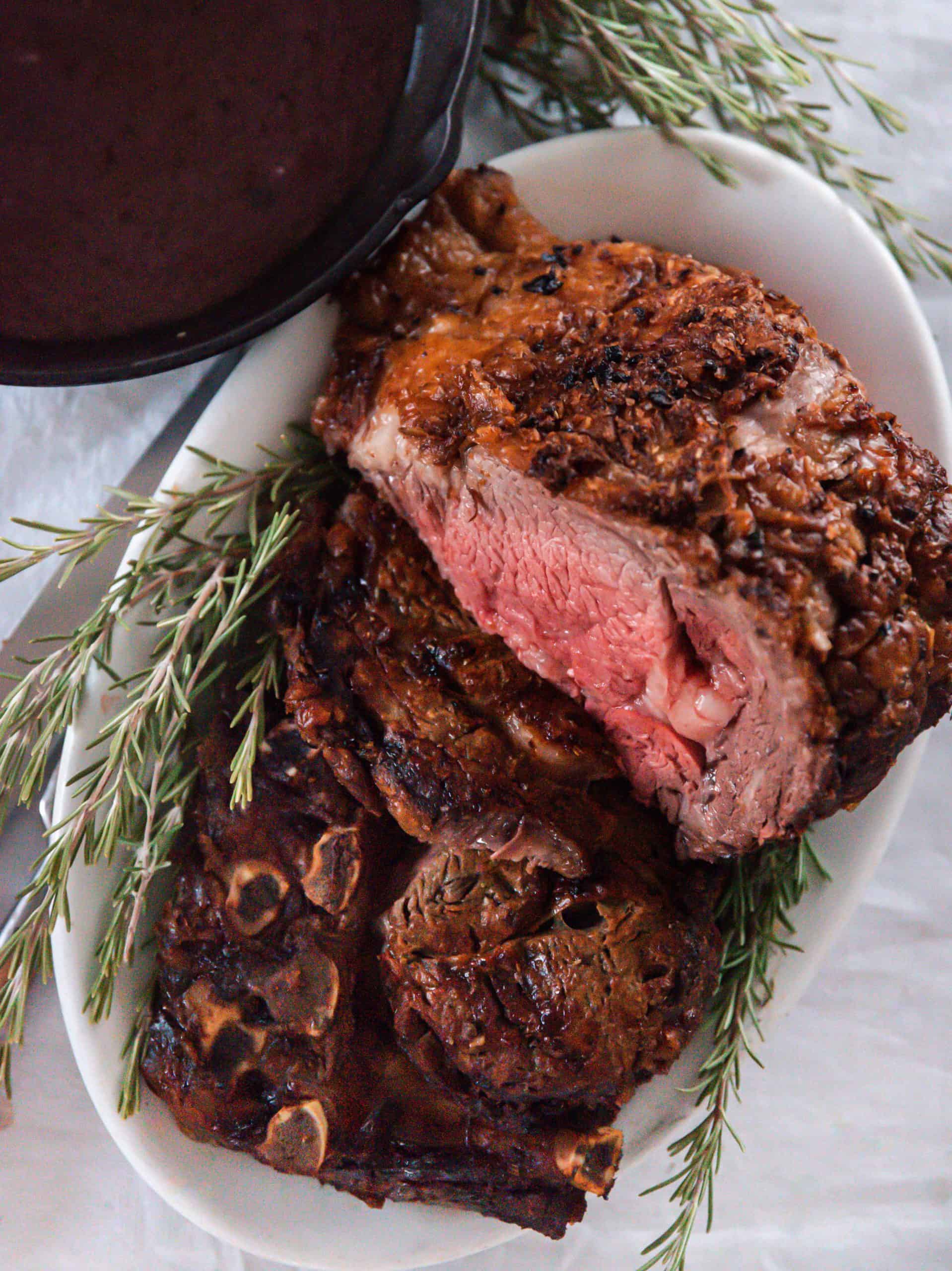 Easy Prime Rib with Garlic Herb Butter - Boxwood Ave