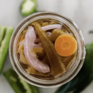 Jar of pickled jalapeños