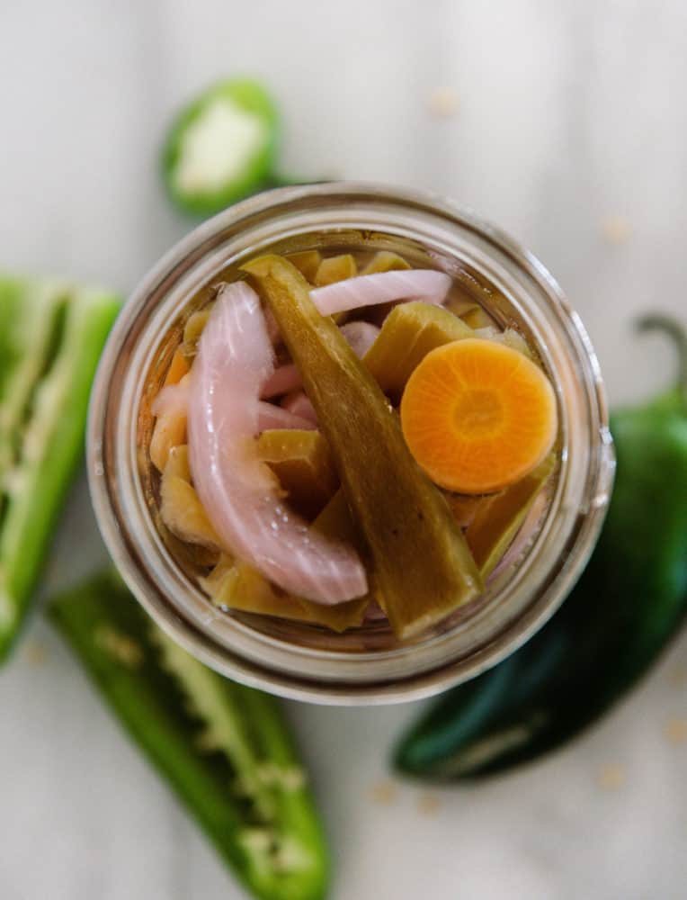 Jar of pickled jalapeños 