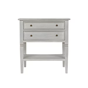 gray nightstand with 2 drawers