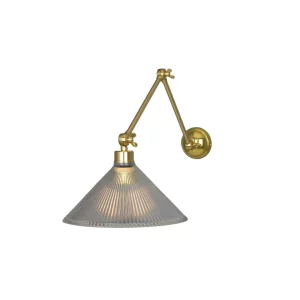 fluted glass and brass wall sconce