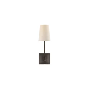 linen and oil rubbed bronze wall sconce