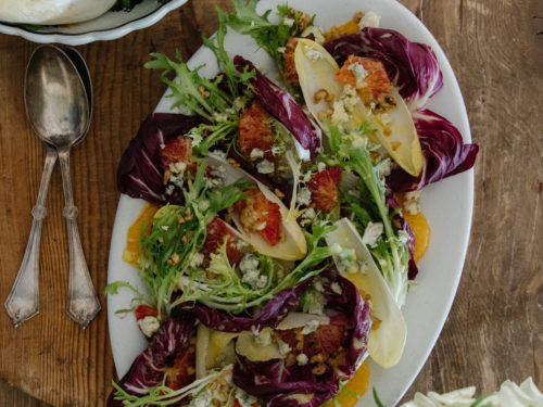 endive salad with blue cheese dressing Endive Salad Bites with Pears, Blue Cheese, and Pecans