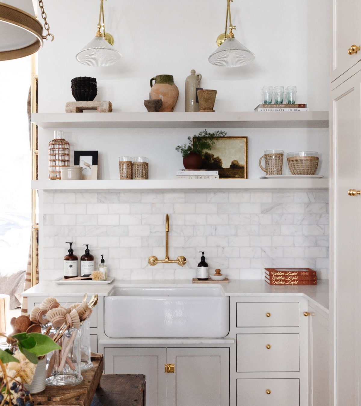 Pure White Paint by Sherwin Williams on a kitchen wall.