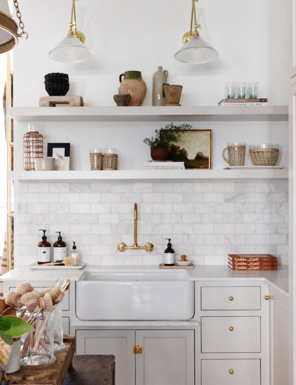 Pure White Paint by Sherwin Williams on a kitchen wall.